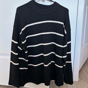 Aerie Black Sweater with White Stripes